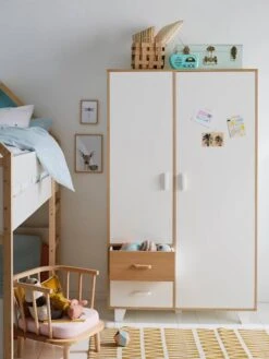 Armoire 2 Portes + 2 Tiroirs LIGNE HOPLA Blanc - Vertbaudet -Meubles Pour Enfants Magasin armoire 2 portes 2 tiroirs ligne hopla 2