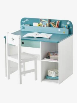 Bureau Maternelle ROAAR Blanc Moyen Uni Avec Decor - Vertbaudet -Meubles Pour Enfants Magasin bureau maternelle roaar 2