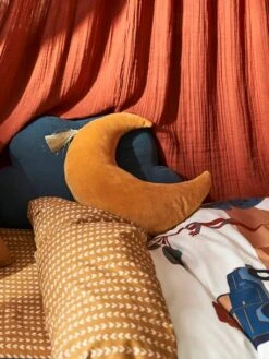 Coussin Lune En Velours EDEN INDIA Ocre - Vertbaudet -Meubles Pour Enfants Magasin coussin lune en velours eden india 2