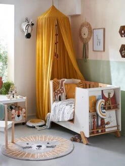 Lit Bébé Avec Barrière Amovible + Rangement Bibliothèque LIGNE PIROUETTE Blanc - Vertbaudet -Meubles Pour Enfants Magasin lit bebe avec barriere amovible rangement bibliotheque ligne pirouette 2
