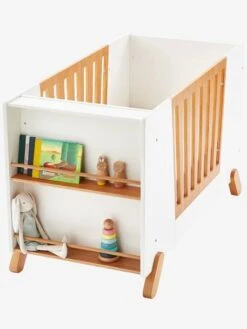 Lit Bébé Avec Barrière Amovible + Rangement Bibliothèque LIGNE PIROUETTE Blanc - Vertbaudet -Meubles Pour Enfants Magasin lit bebe avec barriere amovible rangement bibliotheque ligne pirouette 3