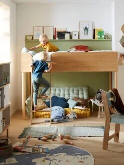 Lit Mi-hauteur LIGNE CONFETTI NATURE Marron - Vertbaudet -Meubles Pour Enfants Magasin lit mi hauteur ligne confetti nature 3