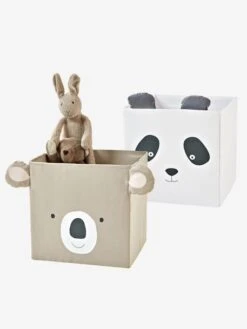 Lot De 2 Bacs En Tissu Panda Koala Beige - Vertbaudet