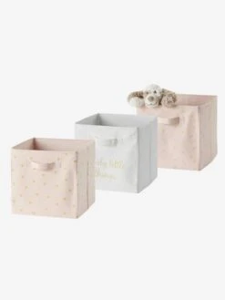 Meubles Pour Enfants Magasin 17 Lot De 3 Bacs De Rangement Lovely Rose Poudré Imprimé - Vertbaudet