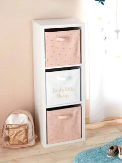 Lot De 3 Bacs De Rangement Lovely Rose Poudré Imprimé - Vertbaudet -Meubles Pour Enfants Magasin lot de 3 bacs de rangement lovely 4