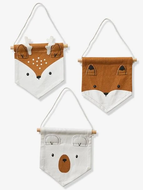 Lot De 3 Fanions Animaux GREEN FOREST Blanc - Vertbaudet 1 Lot De 3 Fanions Animaux GREEN FOREST Blanc - Vertbaudet