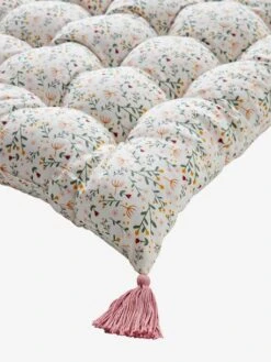 Matelas De Sol Avec Pompons FLEURETTES écru / Multicolore - Vertbaudet -Meubles Pour Enfants Magasin matelas de sol avec pompons fleurettes 2
