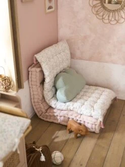 Matelas De Sol Avec Pompons FLEURETTES écru / Multicolore - Vertbaudet -Meubles Pour Enfants Magasin matelas de sol avec pompons fleurettes 3