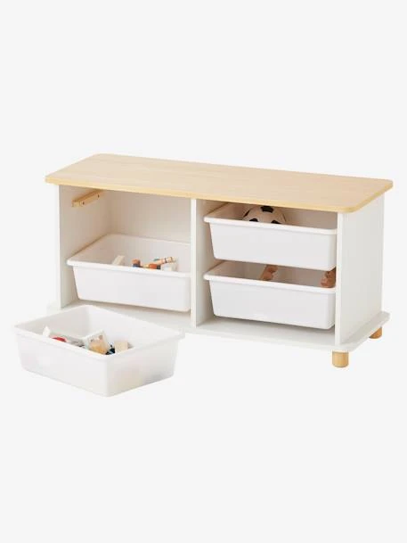Meuble De Rangement + 4 Bacs LIGNE PTILOU Blanc/bois - Vertbaudet 2 Meuble De Rangement + 4 Bacs LIGNE PTILOU Blanc/bois - Vertbaudet – Image 2