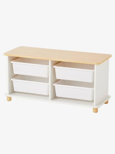 Meuble De Rangement + 4 Bacs LIGNE PTILOU Blanc/bois - Vertbaudet 3 Meuble De Rangement + 4 Bacs LIGNE PTILOU Blanc/bois - Vertbaudet – Image 3