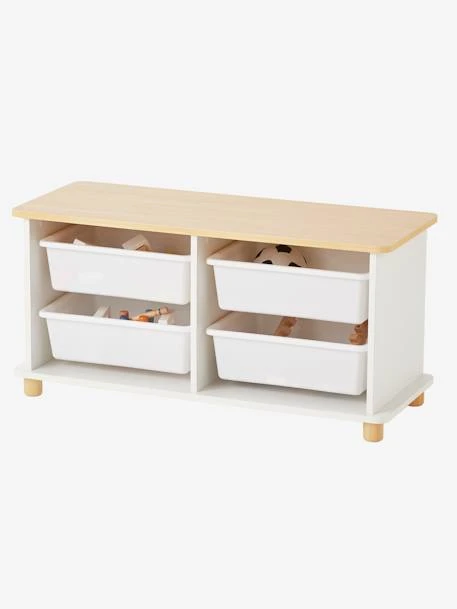 Meuble De Rangement + 4 Bacs LIGNE PTILOU Blanc/bois - Vertbaudet 1 Meuble De Rangement + 4 Bacs LIGNE PTILOU Blanc/bois - Vertbaudet