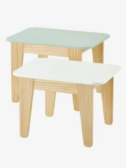 Tables Gigognes Gris Vert/bois + Blanc/bois - Vertbaudet 8 Tables Gigognes Gris Vert/bois + Blanc/bois - Vertbaudet -Meubles Pour Enfants Magasin tables gigognes 2