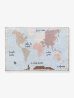 Tapis Coton Lavable Mappemonde LORENA CANALS Bleu Ciel - Lorena Canals