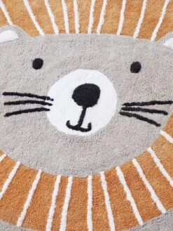 Tapis Rond Lavable Lion Gris / Orange - Vertbaudet -Meubles Pour Enfants Magasin tapis rond lavable lion 3